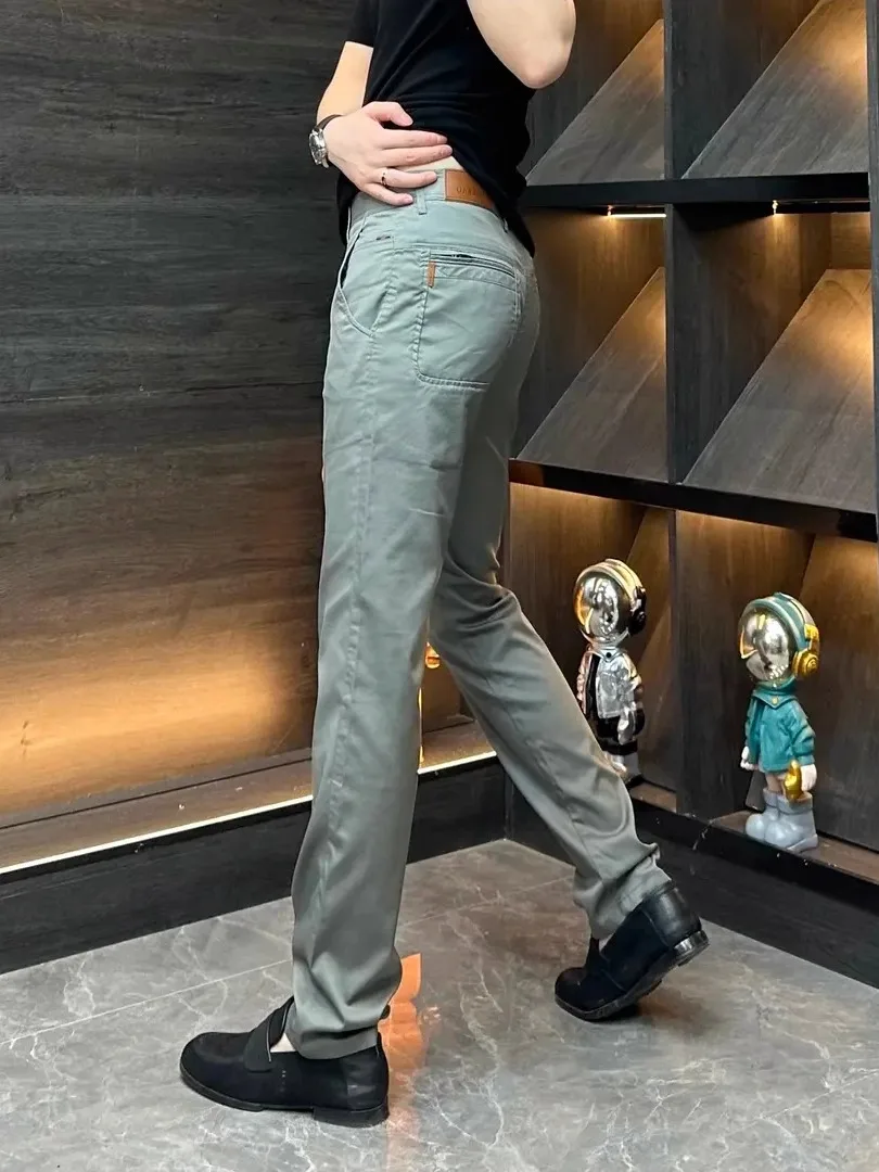 

Новые мужские повседневные брюки: модные, трендовые, высококачественные, деловые, повседневные, весна-лето, со средней посадкой, облегающие, антибактериальные