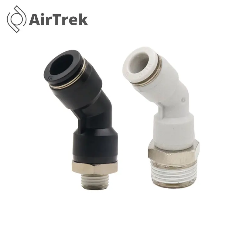 1/10/20 unidades KQ2K/PL45 °   Rosca macho pneumática de encaixe de cotovelo de conexão rápida M5 1/8 1/4 3/8 Push-in OD 4/6/8 Conector para mangueira de ar