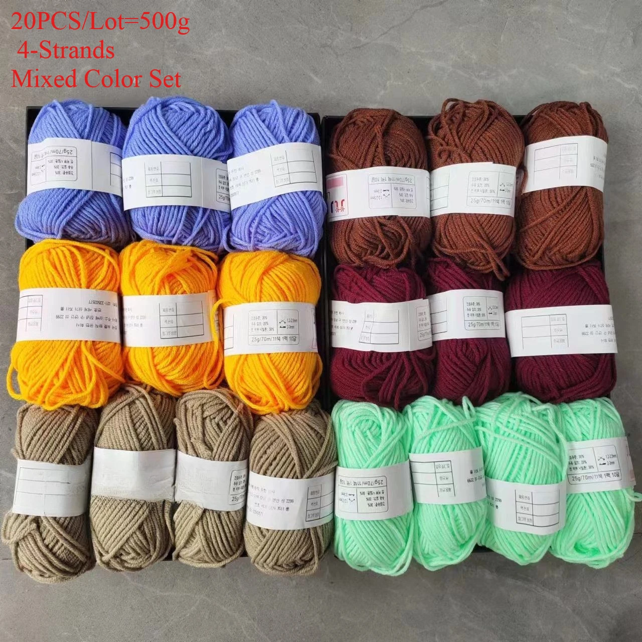 20 Kugeln, 500 g Milch-Baumwollgarn, gefärbtes Babywollgarn zum Handstricken, Schal, Pullover, Basteln, Häkelmaterial