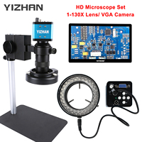 Yizhan HD Microscope Set For Electronics VGA Digital Microscope Camera Optional 1-130x Lens LED Light For Phone Pcb Soldering