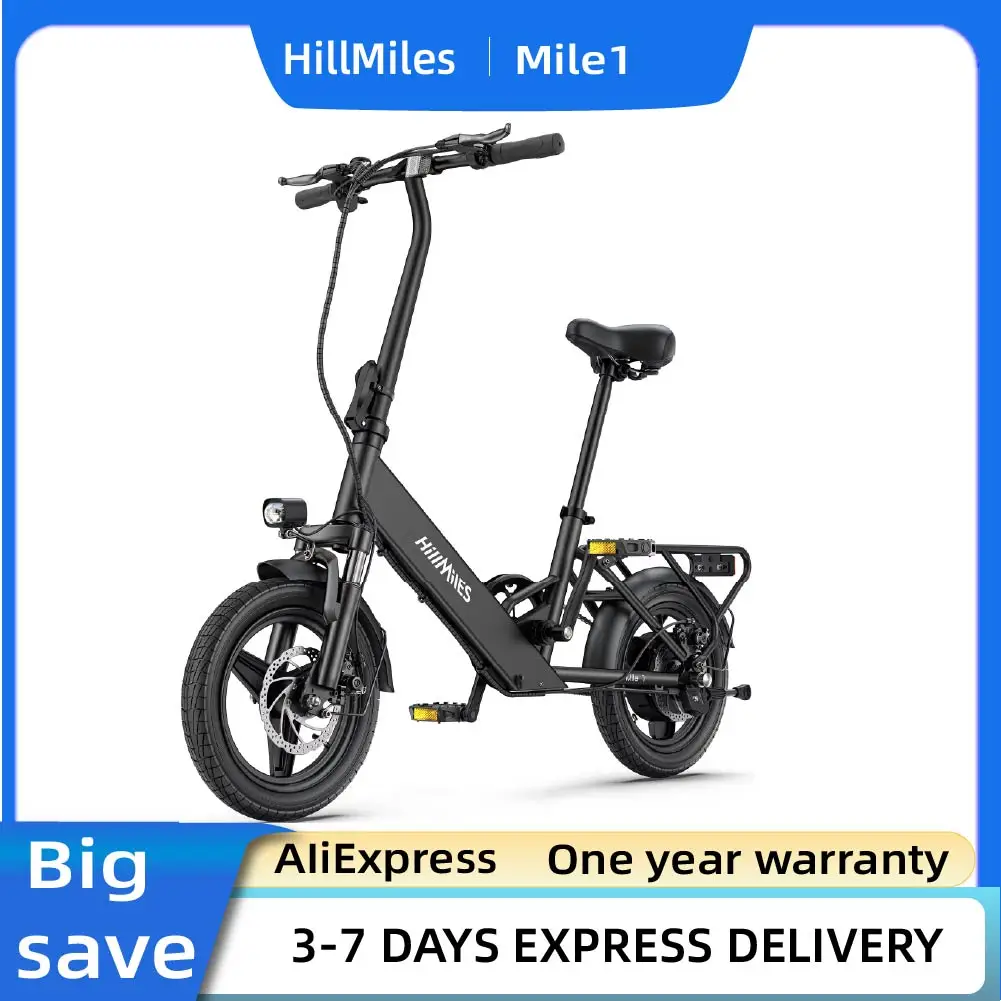 Vélo électrique urbain pour adultes HillMiles Mile1, moteur 250W, batterie 36V10.4AH, autonomie extrêmement longue, pneus de ville 14 pouces, pliable