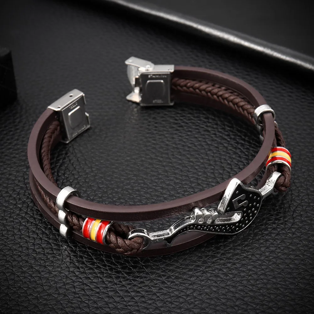 Trendy Personality Saxophone Music Bracelets for Men Leather Woven Note Multi-Layer Bracelet Student Men\'s Accessory Bracelet