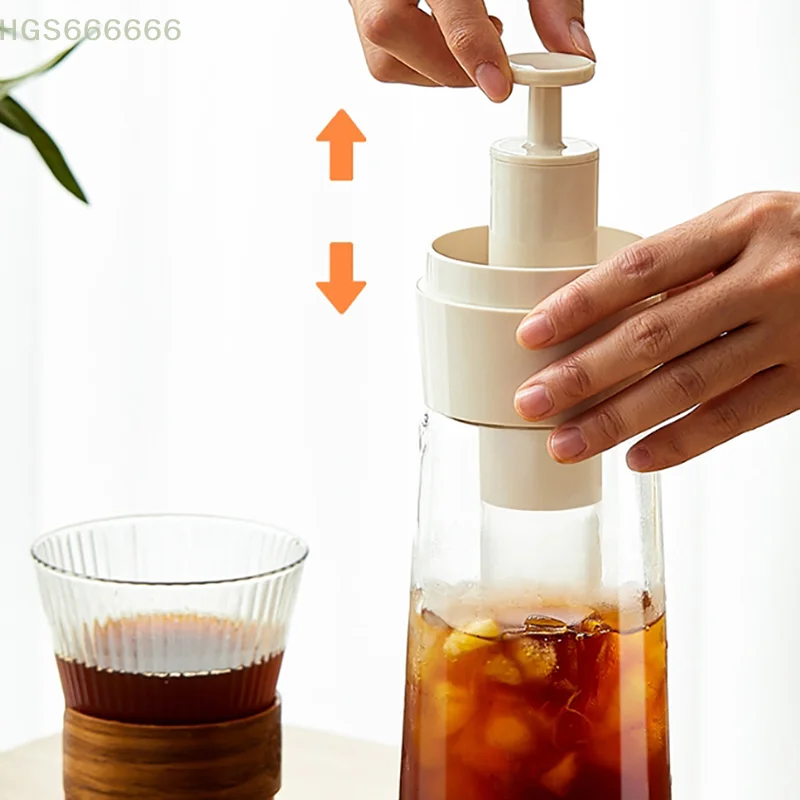 Summer Portable Coffeeware Pot 750ML Manual Cold Brew Coffee Maker Press Type Iced Tea Infuser Pitcher With Removable Filter