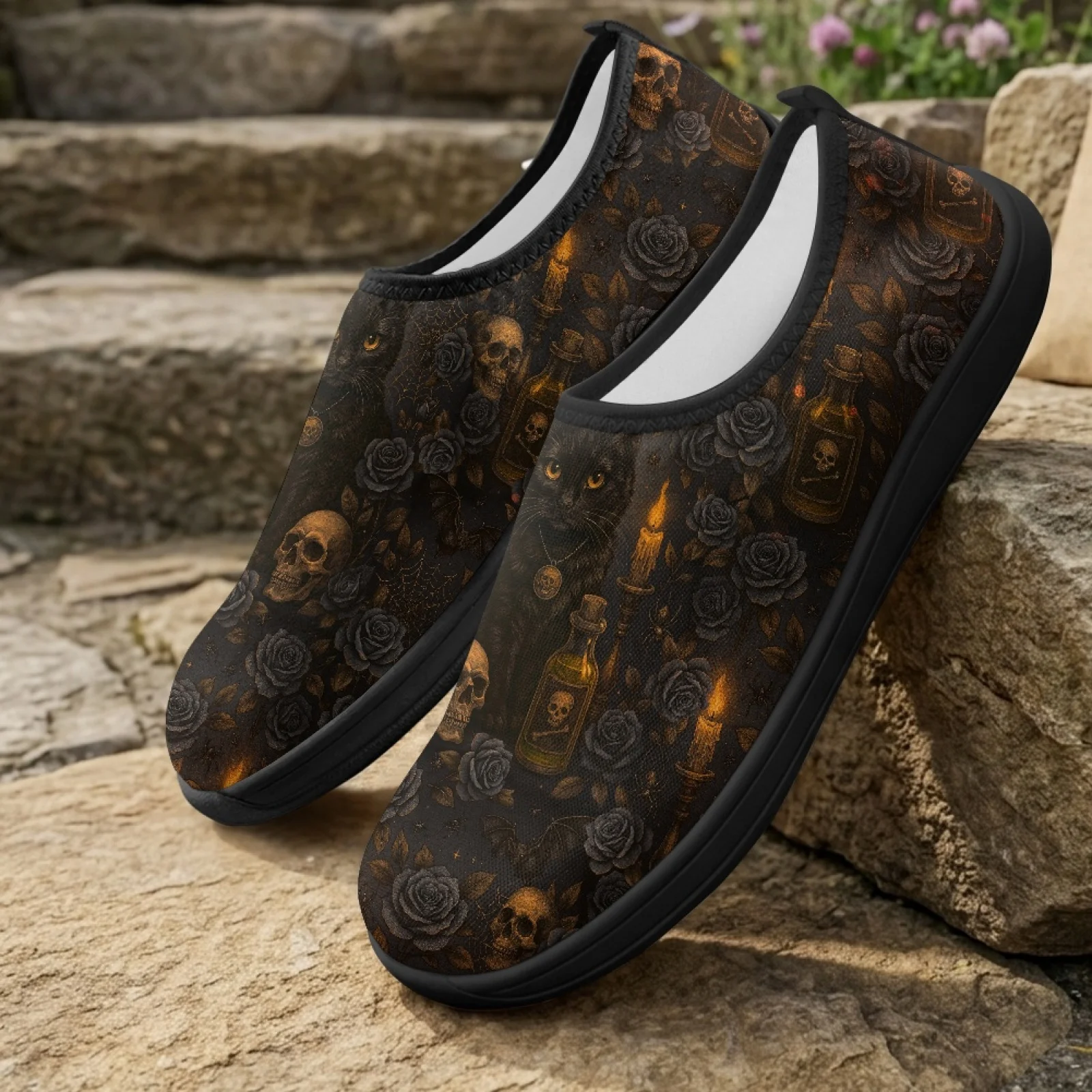 PENSTROLL Black Cat Rose Zero Drop Shoes for Casual Polyester & EVA Zero Drop Footwear Walking Flats 2026 Collection