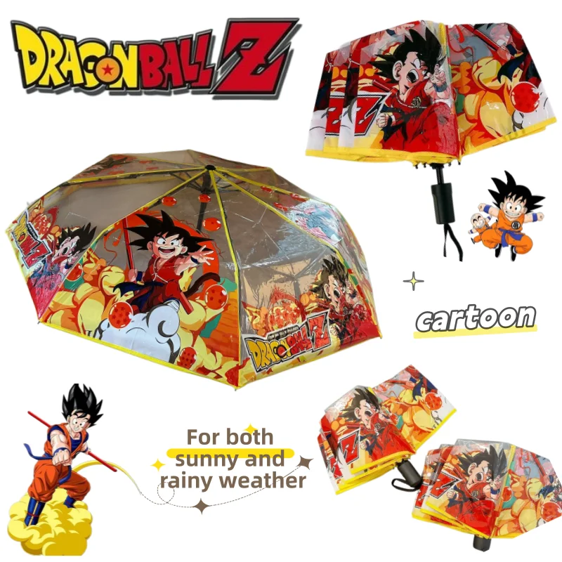 Parapluie Dragon Ball Son Goku, style dessin animé mignon, pliable manuellement, pour temps ensoleillé et pluvieux, parapluie transparent automatique