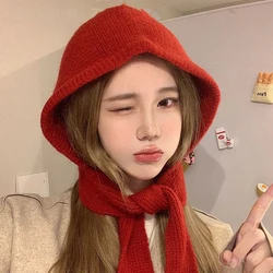Knitted Beanies Cap For Men Women Winter Warm Unisex Hooded Hat Cold Hats Neck Collar Scarf Cap Ski Beanie Balaclava Caps Bonnet