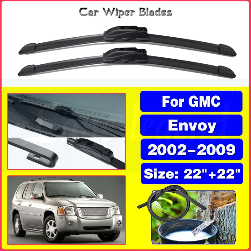 For GMC Envoy 2002 2003 2004 2005 2006 2007 2008 2009 Car Soft Rubber Wiper Blades Front Windscreen Wiper J Hook Accessories