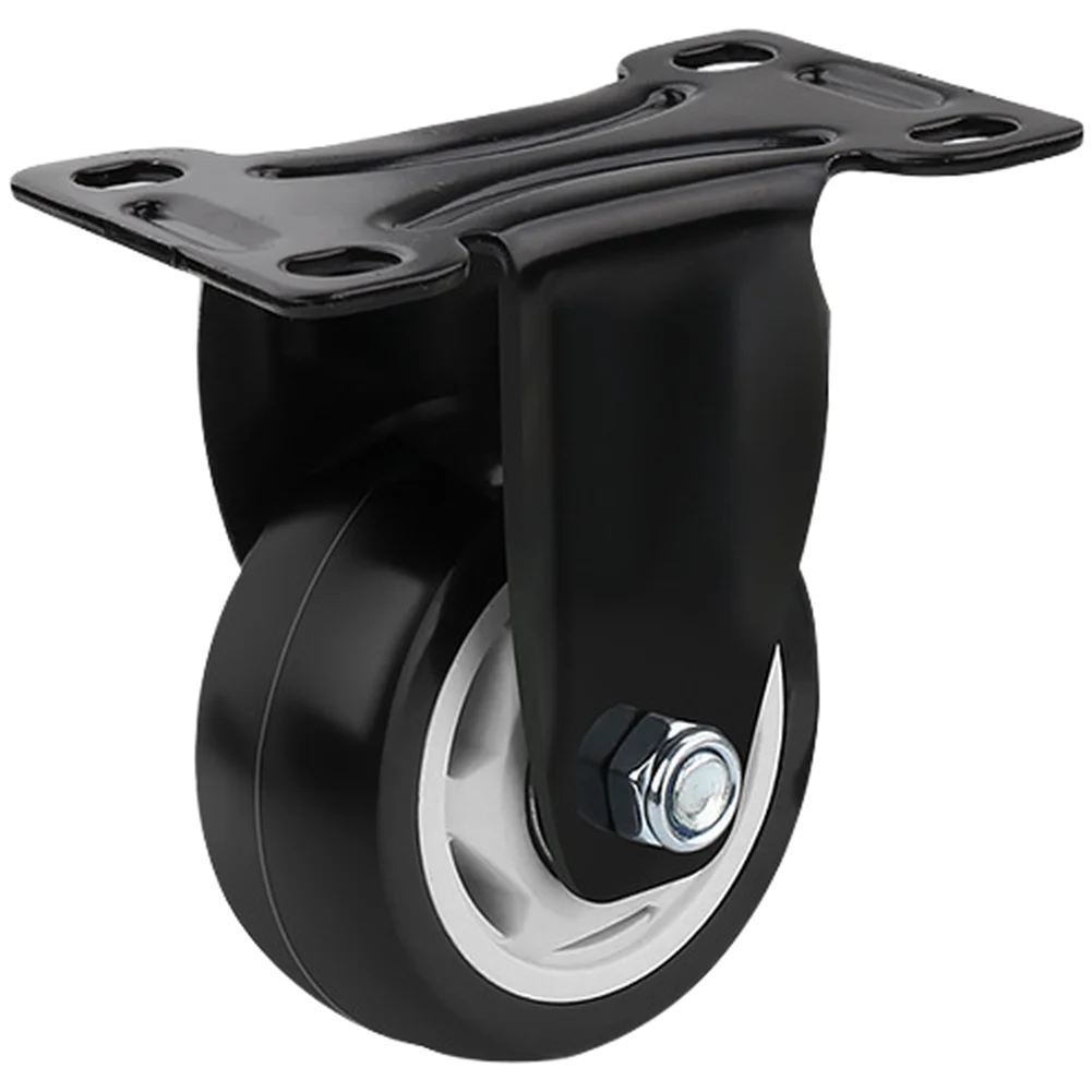 360 Degree Rotation Swivel Caster Wheels Thickened Steel Plates Solid Polyurethane Tires Quiet Operation Black