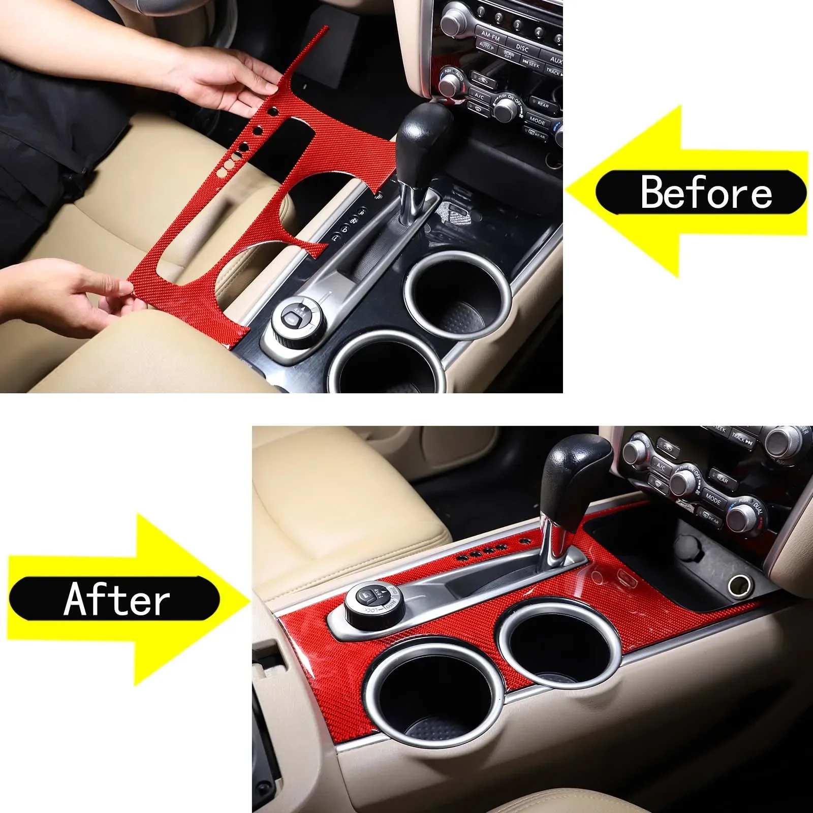 For 2013-18 Nissan Pathfinder soft carbon fiber car central control gear panel frame sticker car interior protection accessories