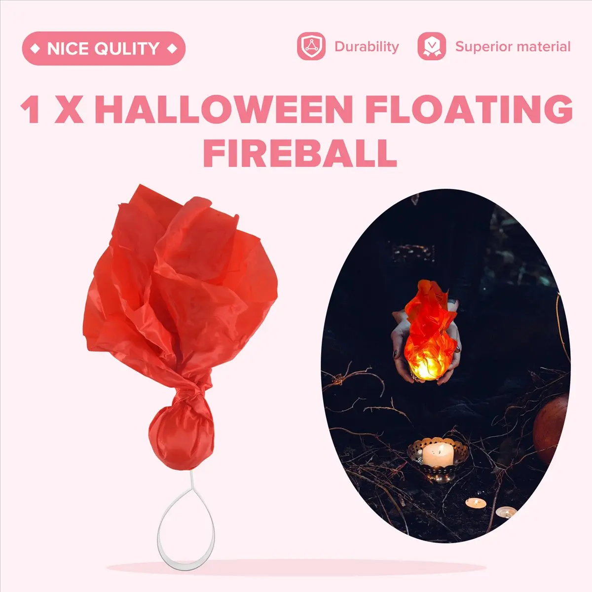 *A99Z Halloween Floating Fireball Prop Flame Lamp Prop Artificial Fake Fire Floating Props No Flame for Home Halloween Decor