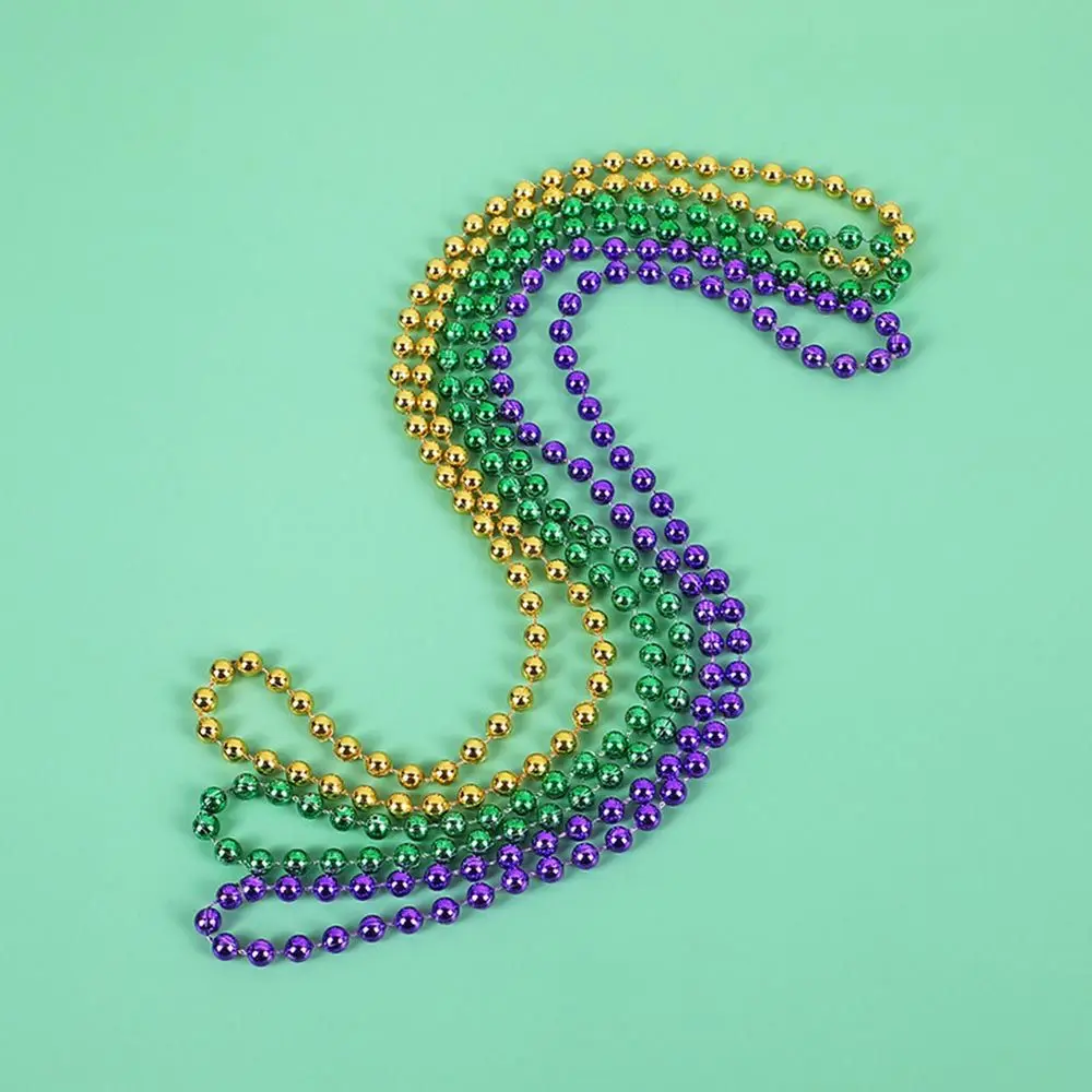 12pcs Round Metallic Colors, St. Patrick\'s Day Beaded Mardi Gras Beads Necklace Costume Necklace Accessory