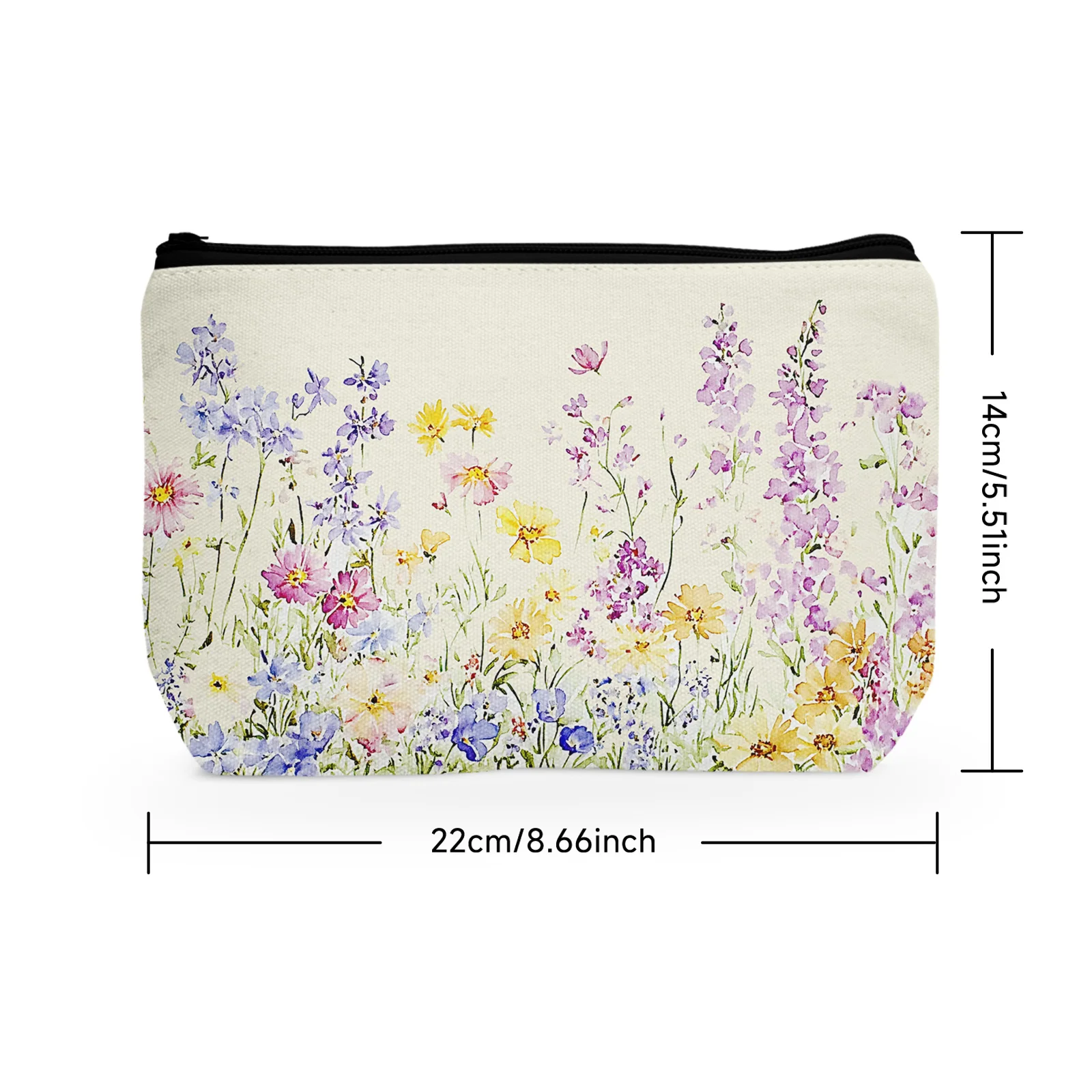 1Pc Wildflowers Colorful Flowers Makeup Bag Colorful Floral Cosmetic Bag Best Gift Idea For Flower Lovers Girls Women