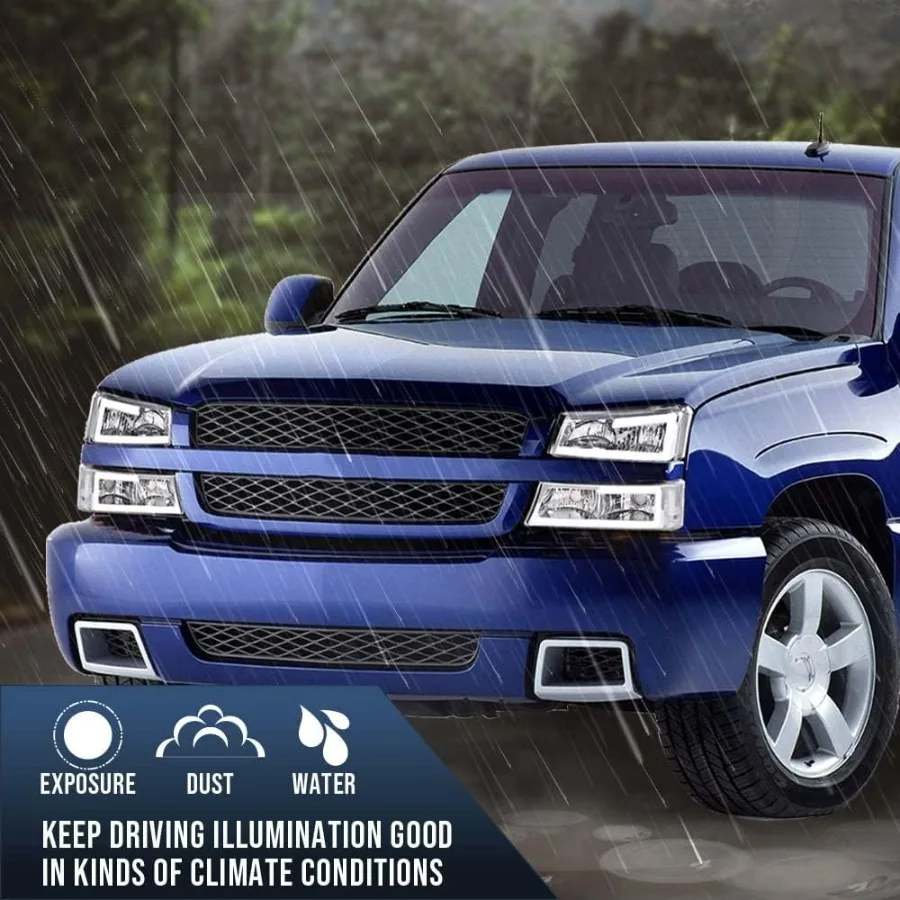 زوج المصابيح الأمامية LED مناسب لموديلات 20032006 تشيفي أفالانش 1500 2500 سيلفرادو 1500 2500 3500 HD مع عدسة شفافة كروم هاوسين #3