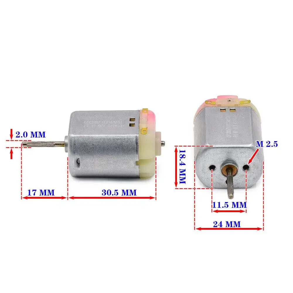 Micro GFC-280PA-13350 Carbon Brush Motor DC 12V 14.4V 6760RPM Splined Shaft Mini 280 Motor for Sweeper Robot Toy