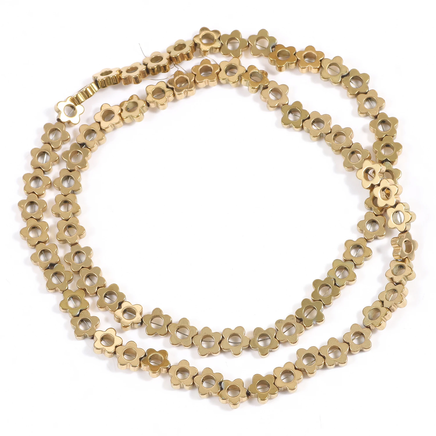 Naturstein AAA+ Hämatit, vergoldet, farbbeständig, runde Abstandsperlen für die Schmuckherstellung, DIY-Armband, Halskette, 15'' – Detail 7