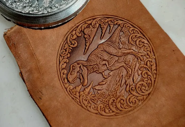 

78mm Dinosaur Design 3D Leather Embossing Stamping Tool, Aluminum Alloy Embossing Vegetable-tanned Leather Pressing Material