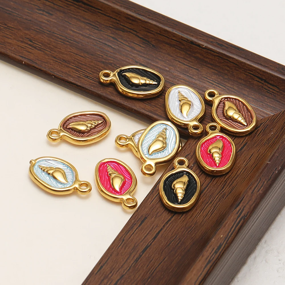 5 Stück Edelstahl-Emaille-Muschelanhänger, kleine Anhänger für Kinderhalsketten, Armbänder, DIY-Schmuckzubehör, Mädchen-Ohrringe. – Detail 5