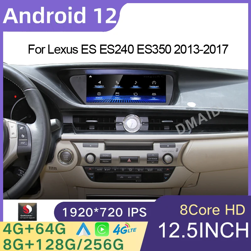 

Android 12 Car Radio GPS Navigation CarPlay For Lexus ES240 ES250 ES350 ES300h 13-17 Autoradio Stereo