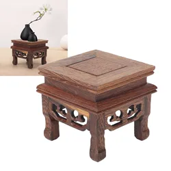Wooden Flower Plant Display Stand Squared Stable Retro Style Durable Wood Widely Used Wooden Riser For Plant Teapot