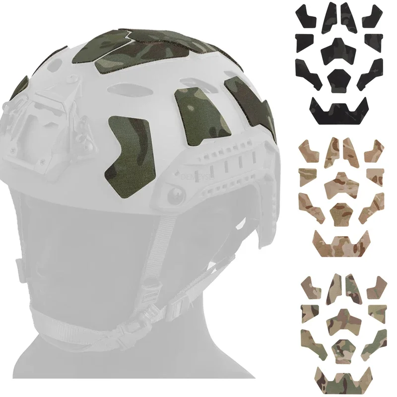 11PCS Tactical Helmet Magic Sticker Airsoft Helmet Patches Hook and Loop Camouflage Sticky for FAST SF High Cut Helmet Accessory