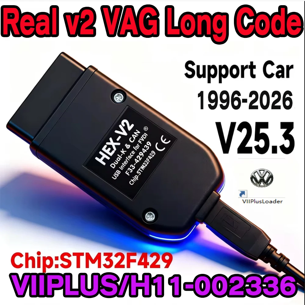 

2026 VCDSV25.3 OBD2 Diagnostic Scanner Tool OEM REAL V2 Multi-Language HEX V2 Cable for VW Audi Skoda Seat - VCDS-V2 VAG COM