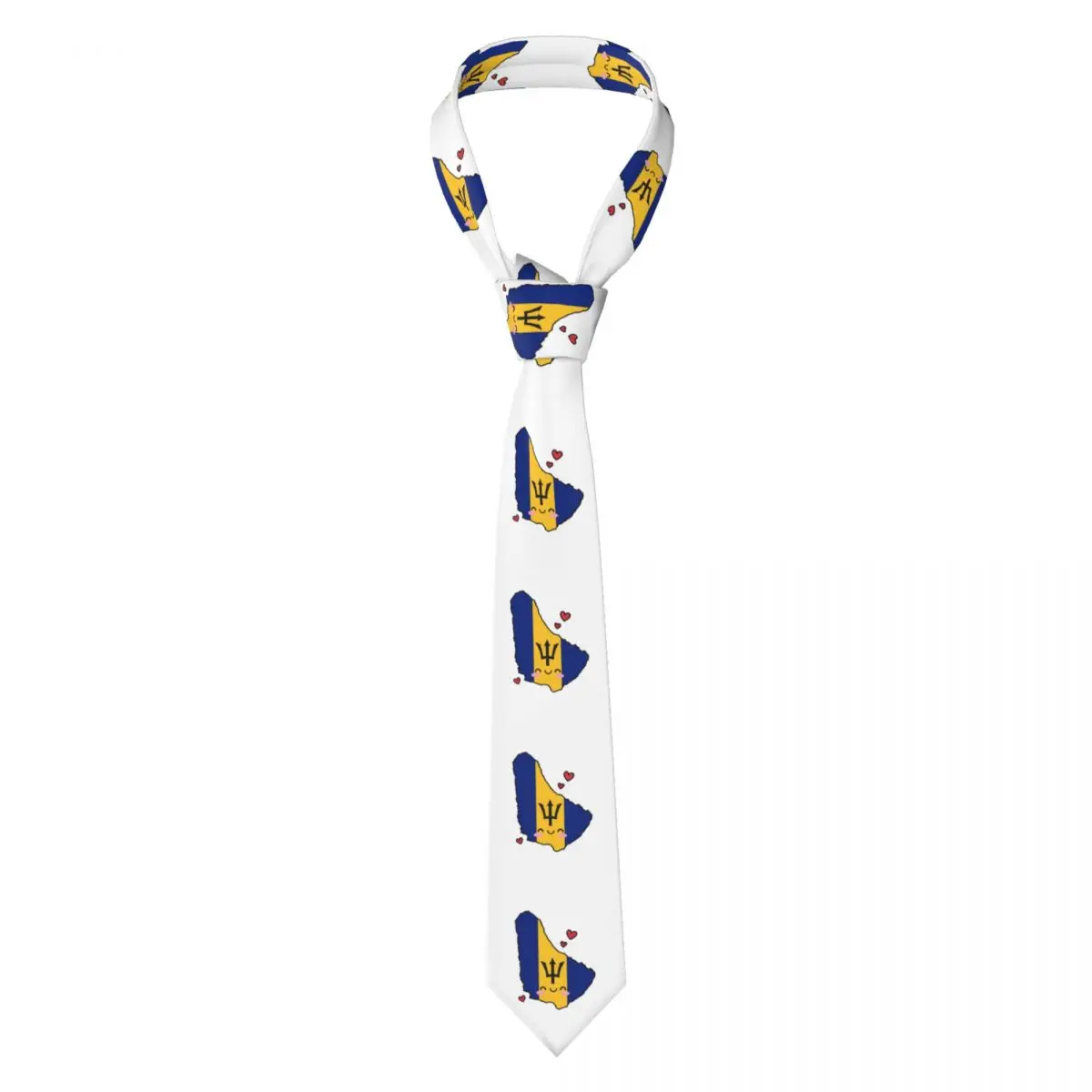 Mapa da bandeira dos barbados sorriso com amor gravata para homens seda poliéster fino pescoço gravatas casamento negócios gravata casual gravatas