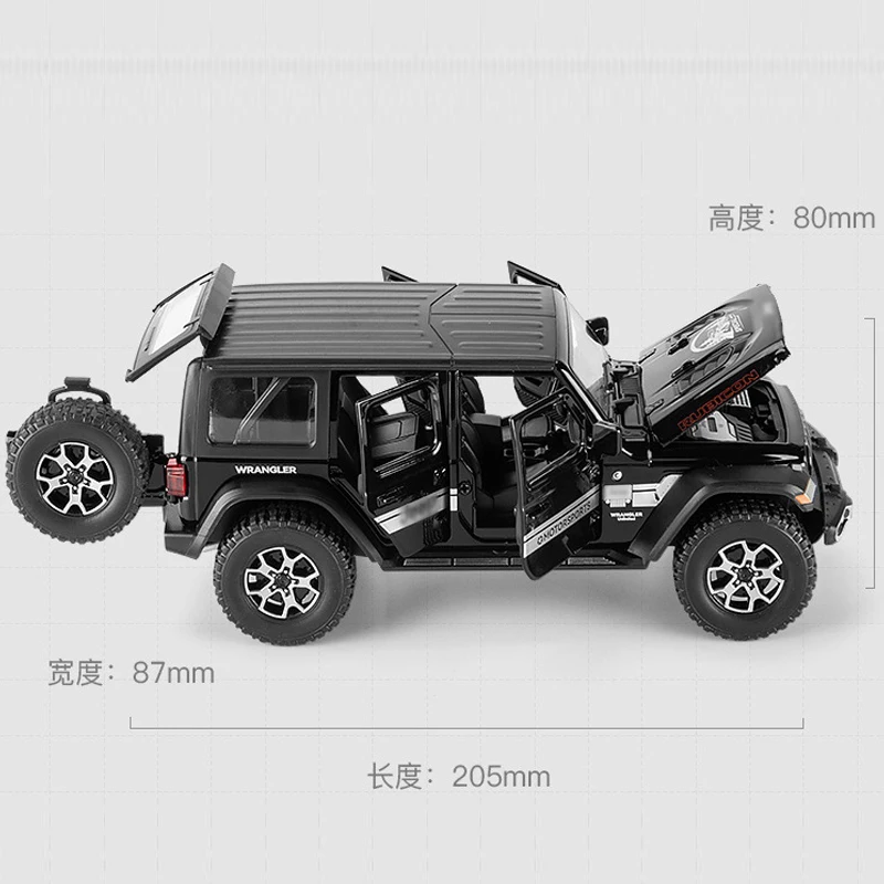 Diecast 1:22 Jeep Wrangler Rubicon Alloy Car Model Simulaton Collective Toy Vehicles Home Decor Boys Car Gift Sound And Light