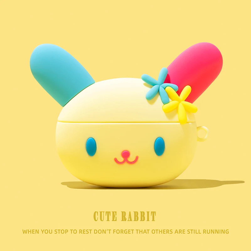 ل أبل AirPods 1 2 3 4 Pro 2 حافظة كارتون قوس قزح أرنب سماعة أذن من السيليكون حافظة واقية لصندوق سماعة AirPods #4