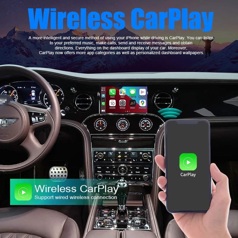 Wireless CarPlay For Bentley Mulsanne Android Auto Airplay Mirror link Retrofit Car Ai Box Multimedia USB Navigation DSP Camera