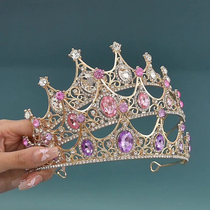 

High Quality rhinestone alloy crown, sweet and fashionable, suitable for birthdays and performances as a hair accessory