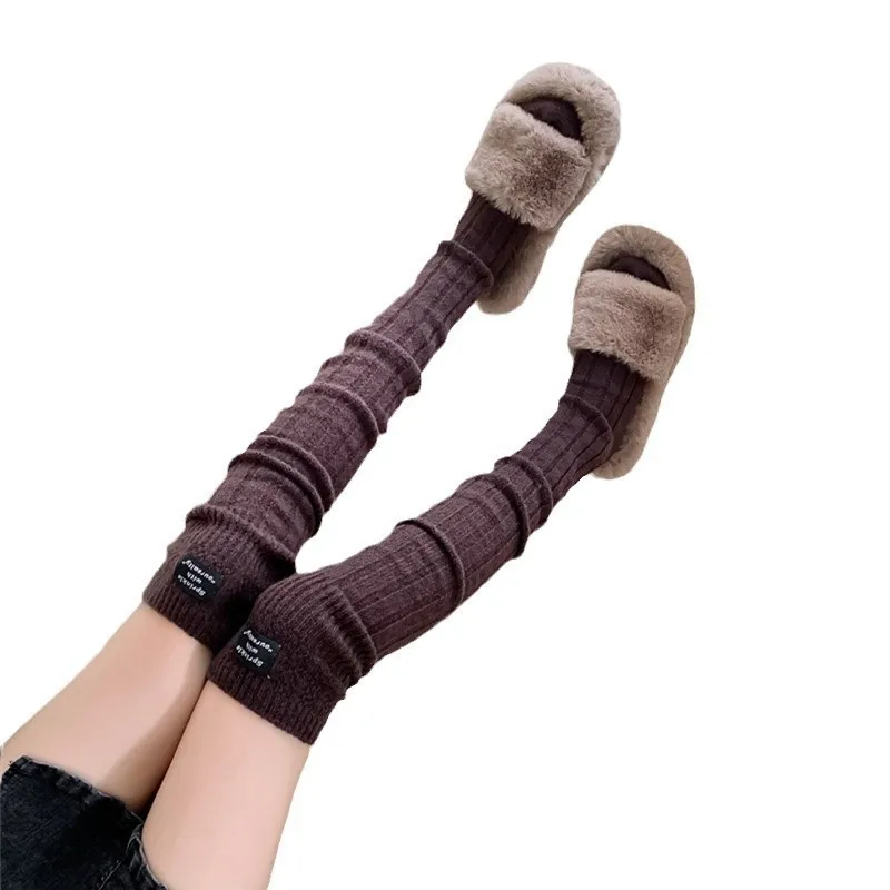 Осенне-зимние новые корейские теплые ворсовые носки, вязаные носки выше колена, высококачественные популярные сапоги для девочек, женские носки