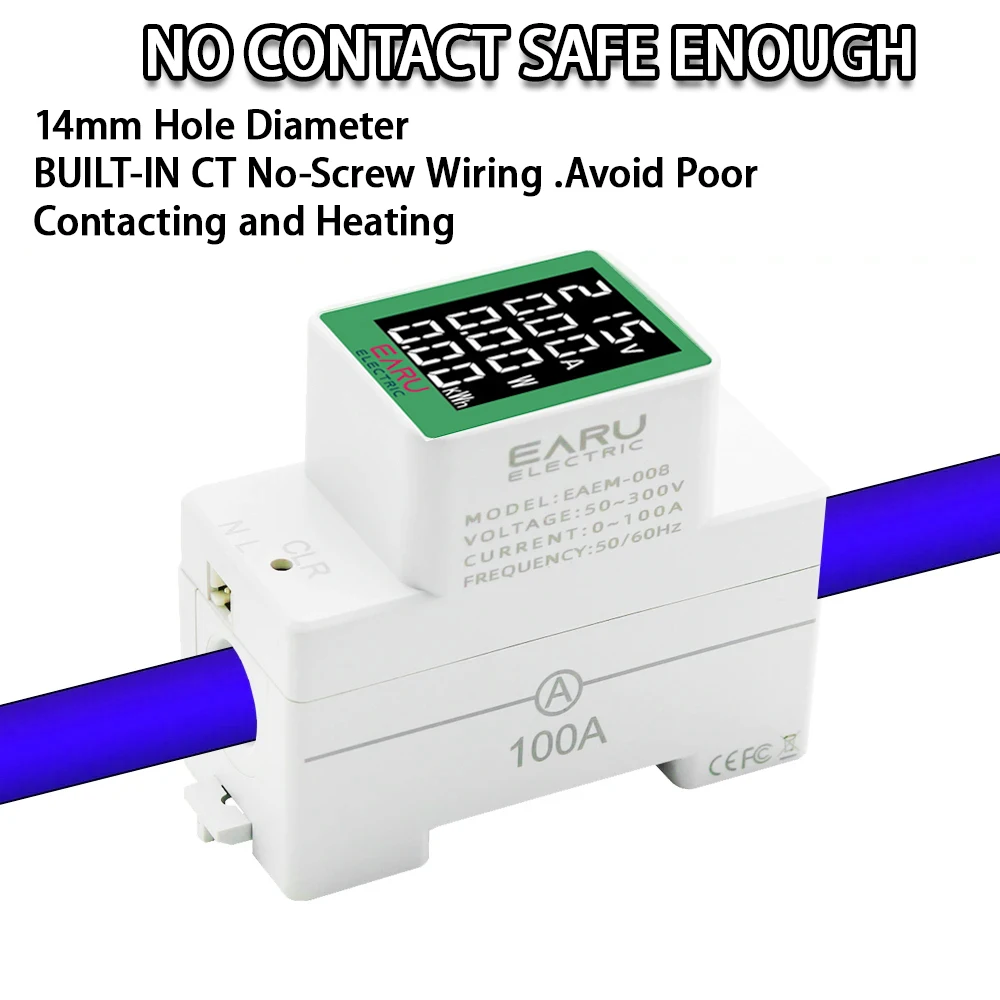 4IN1 Cyfrowy AC 110V 220V 100A Napięcie Prąd kWh Monitor energii elektrycznej Miernik VOLT AMP Woltomierz Aammeter Watomierz Szyna Din