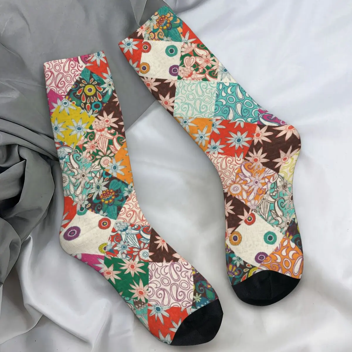

Boho Flowers Stockings Turkish Sarilmak Patchwork Printed Casual Socks Autumn Anti Slip Socks Men Skateboard High Quality Socks