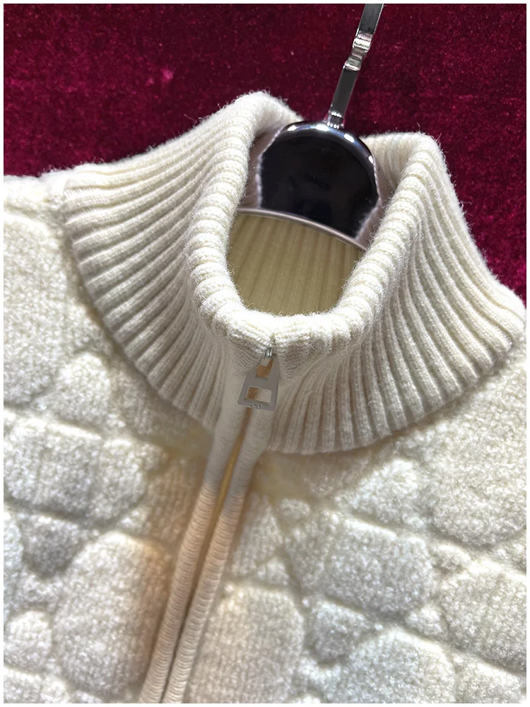 lingzhiwu Wool Sweater Top Quality Woolen Ladies Outerwear Cashmere Coat Beige Female All Match Cardigan New Arrive