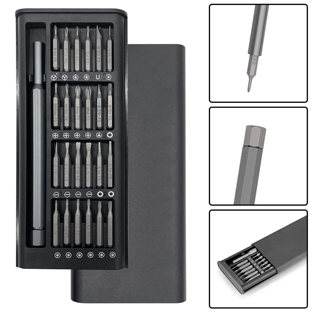 25 In 1 Screwdriver Bits Set Magnetic Screw Driver Torx Slotted Hex Five Star Y-type U-type Bits For Mobile Phone PC Repair Tool