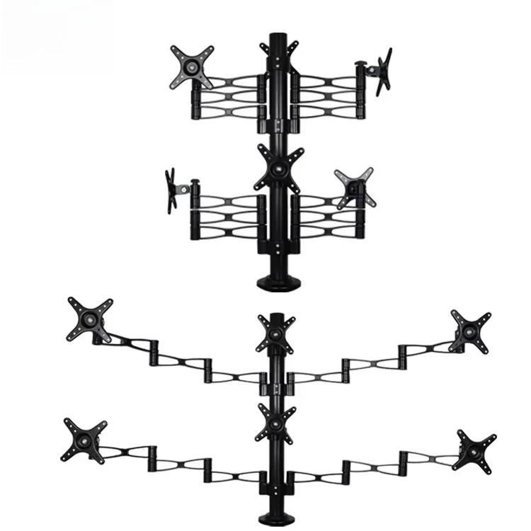 6In1 Metal Fixed Tv Mount Full Motion Height Adjustable Screen  Tv Stand Multiple Monitor Holder Stand Monitor Arm