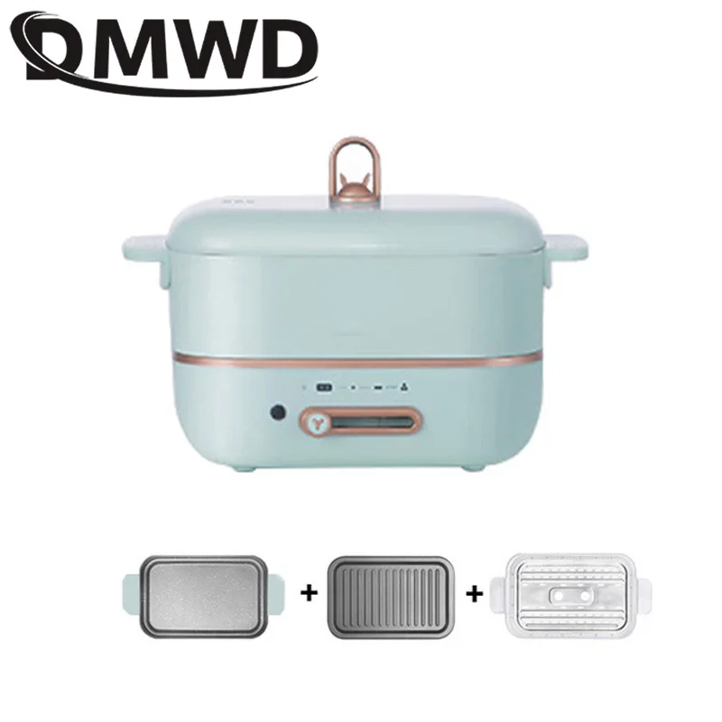 Multifunctional Electric Cooker BBQ Grill Oven Split Cooking Hot Pot Barbecue Steak Frying Pan Non Stick Plate Food Steamer EU