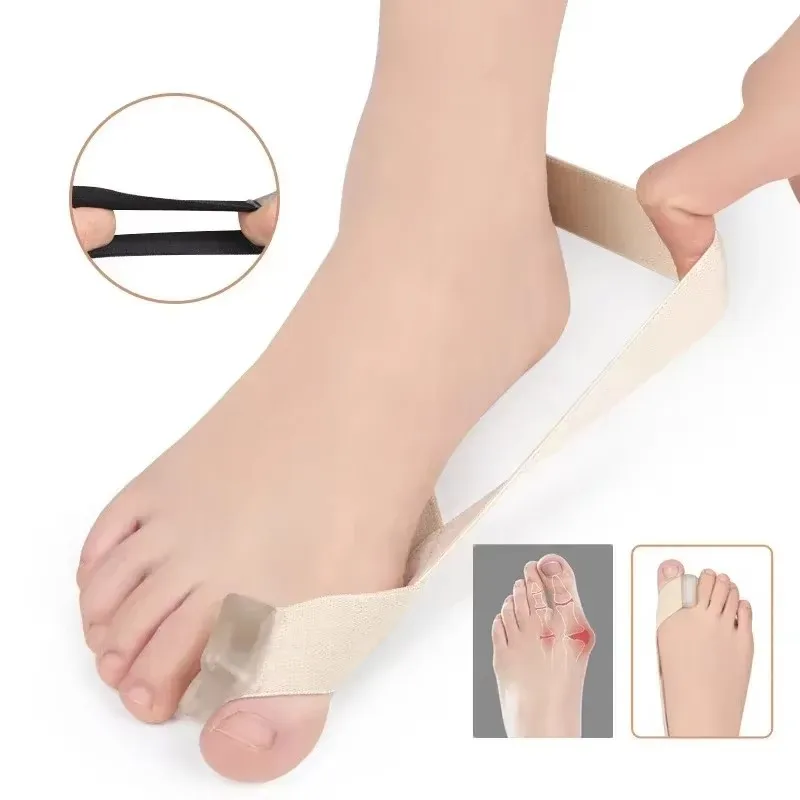 1/2/3pairs Unisex Foot Hallux Pull Strap Relieve Split Toe Orthosis Daily Wear Toe Separator Straightener Elastic for Foot Care