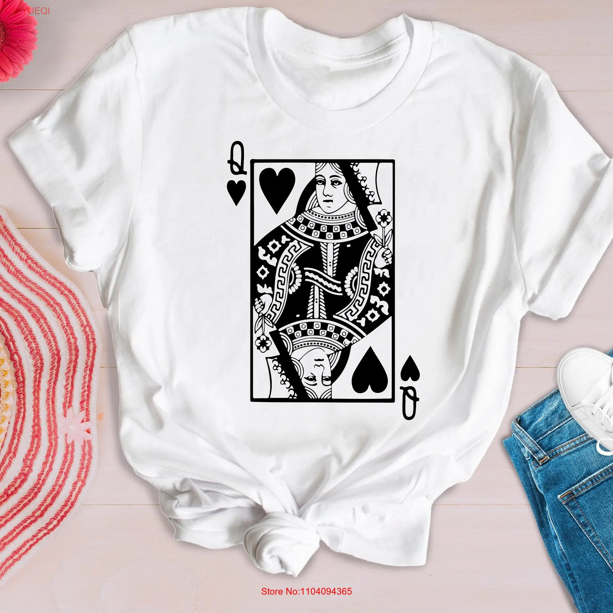 Queen of Hearts T Shirt HearT for Her Game Cards Playing Mothers Day FeminisT long or short sleeves