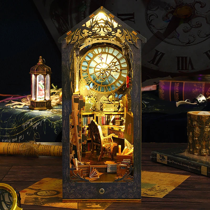 ชุดตัวต่อไม้ 3 มิติ DIY สำหรับทำมุมหนังสือ ชุดสร้างชั้นวางหนังสือจิ๋ว ของตกแต่งบ้าน บ้านตุ๊กตาสร้างสรรค์ ของเล่นสำหรับเด็ก ของขวัญคริสต์มาส