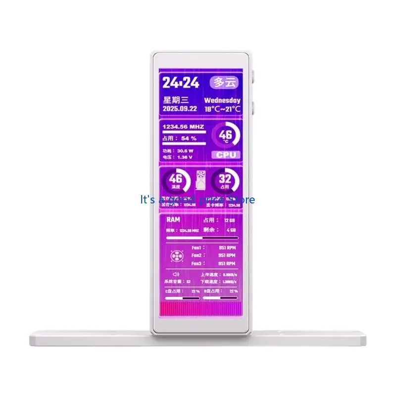 G58X Small LCD Display For Computer Case With 4.58Inch Screen And Machined Aluminum Frame