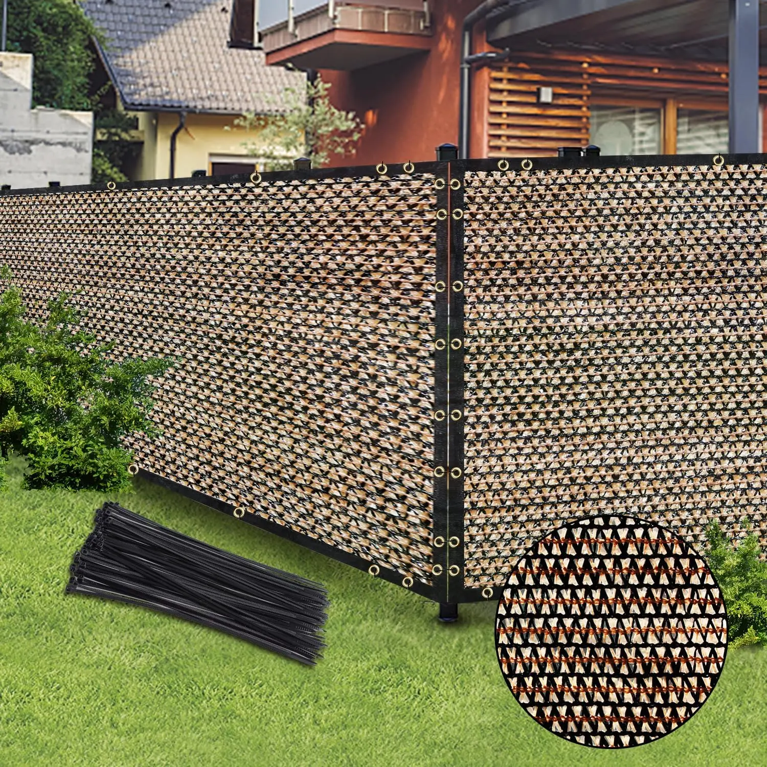 

6x50ft Outdoor Privacy Fence Screen, Mesh Shade Net for Garden Backyard Patio - Easy Install Durable