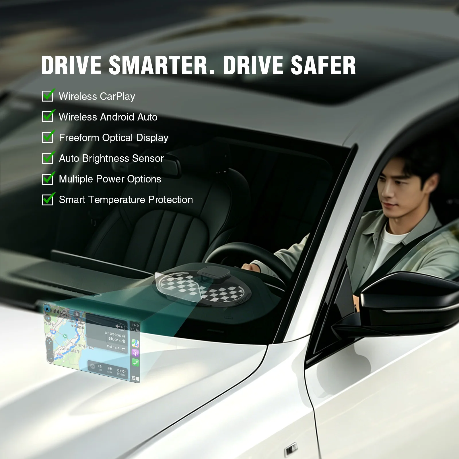 In-car Gps HUD Head-Up Display Wireless CarPlay Navigation Multi-Function All-In-One O-BD Speed Projection