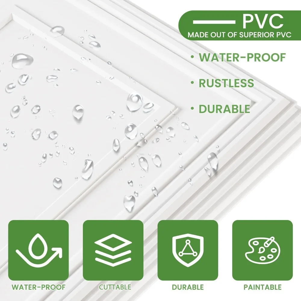 24 Uds. Azulejos de techo abatibles de 2x4 pies, paneles de techo blancos de PVC impermeables, lavables, resistentes al fuego, reutilizables, evitan la rotura, ideales para L