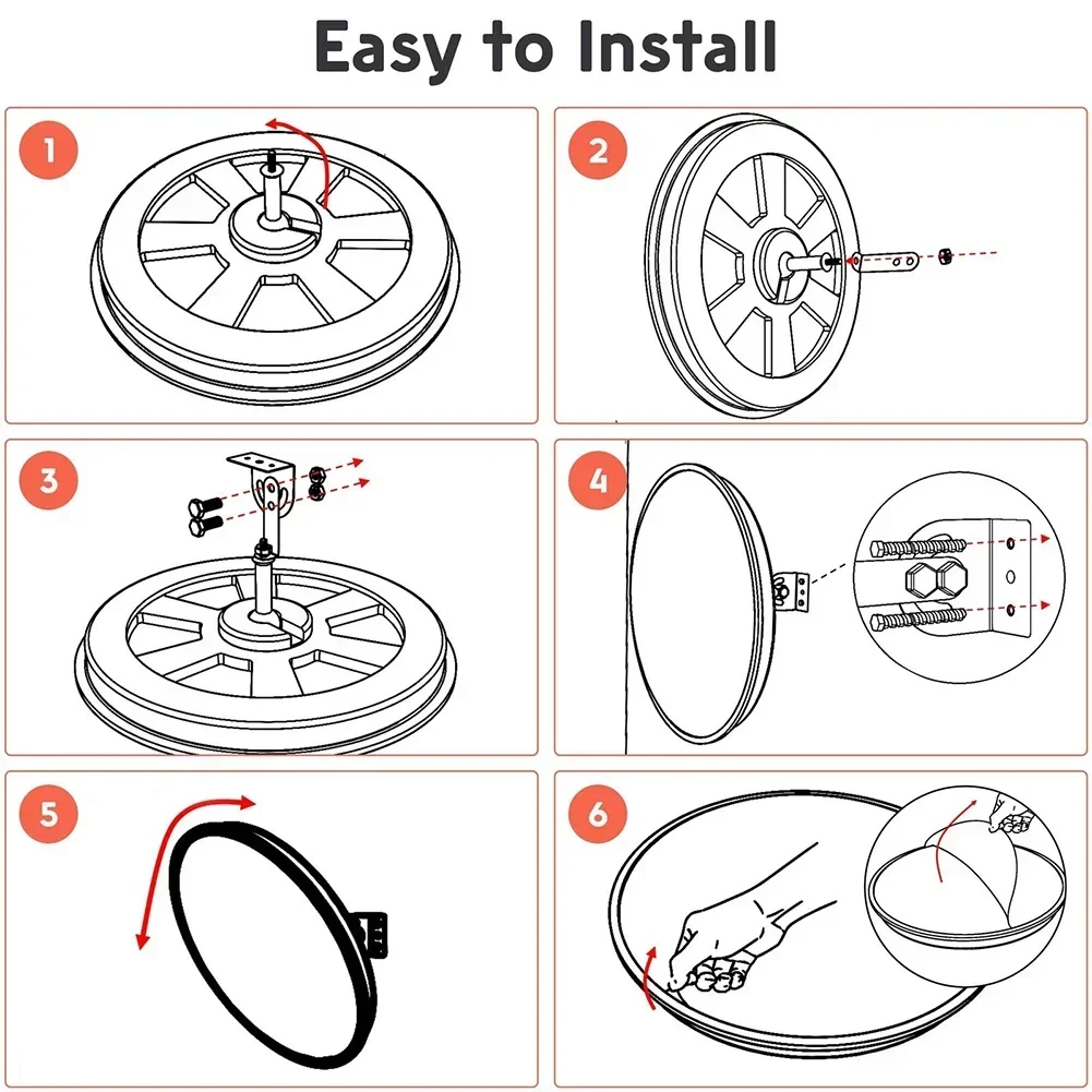 Imagem -06 - Rodada Convexa Outdoor Security Mirror Fish Eye Mirror Wide Angle Driveway Blindspot Wall Mirror 12