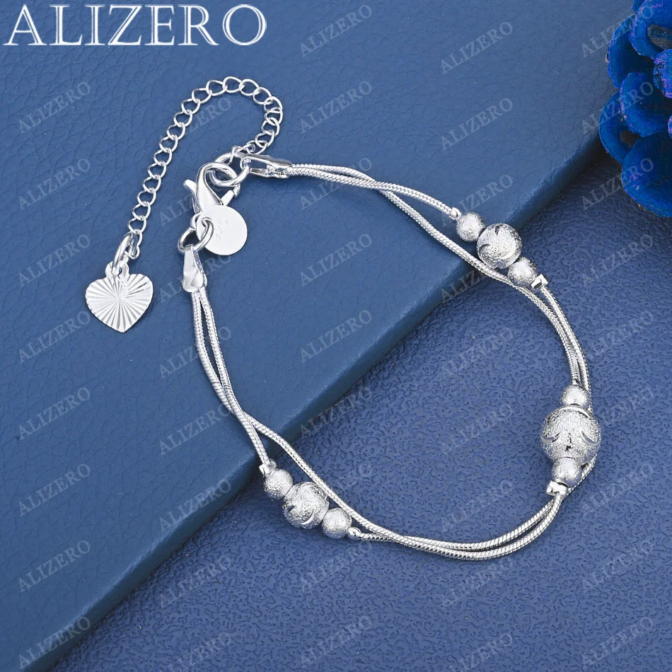 

ALIZERO 925 Sterling Silver Bracelet Lucky Beads Chain Bracelets Fashion Wedding Party Fine Jewelry Gifts