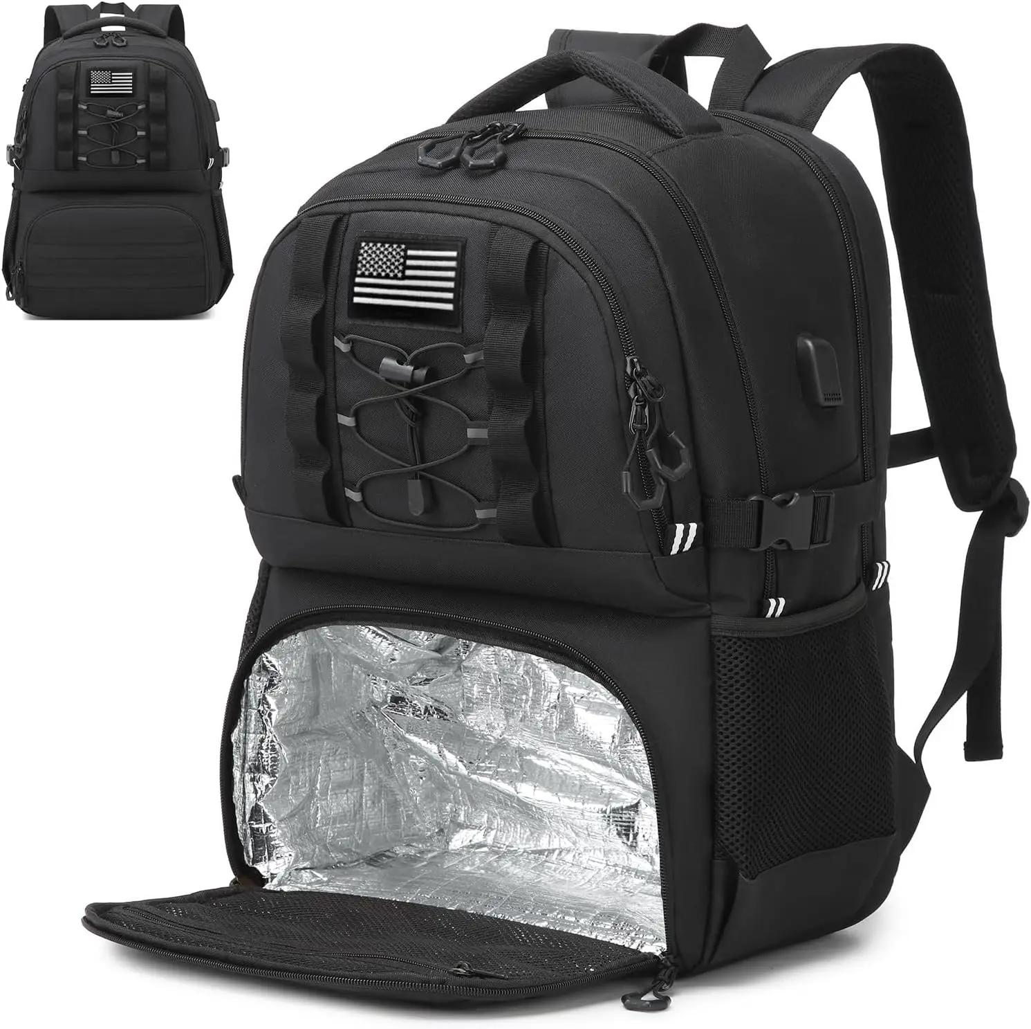 

40L Large Capacity Laptop Backpack with Insulated Lunch Compartment, USB Port & RFID Protection for Work Travel