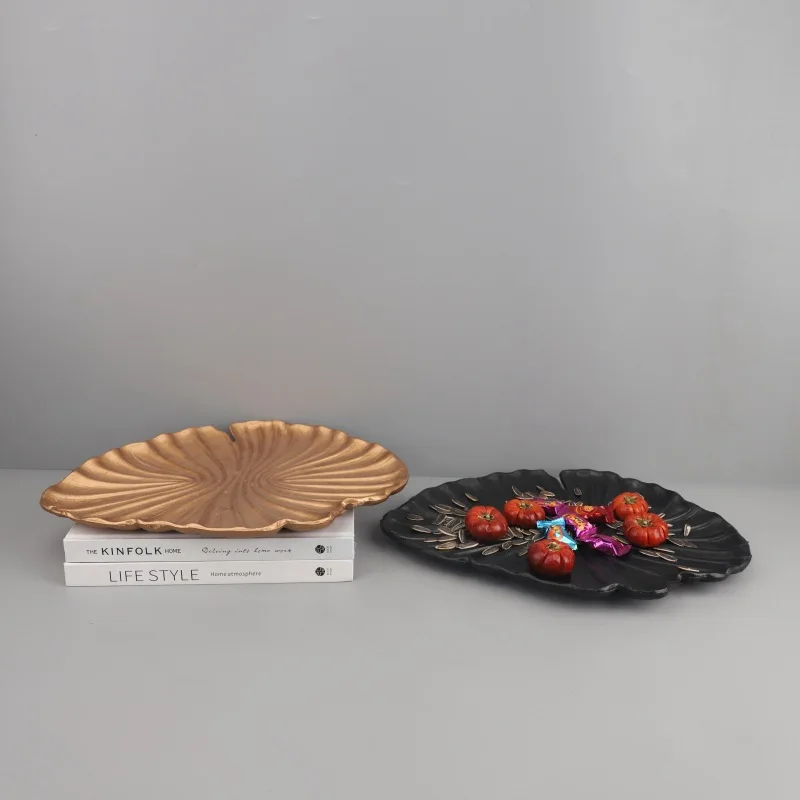 

Modern simple abstract metal lotus leaf tray ornament living room bedroom entrance hotel model room home decoration
