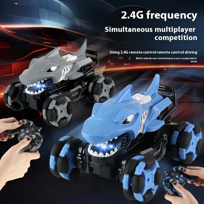 KBDFA dinosaure télécommande cascadeur voiture requin Spray électrique quatre roues motrices dérive garçon dinosaure voiture course cadeau d'anniversaire