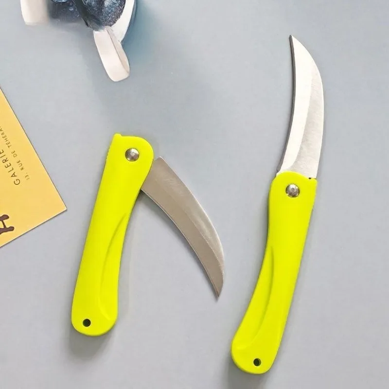

1pcs Foldable Curved Fruit Knife Portable Pocket Cutter for Kitchen Daily Use Stainless Steel Fruit Knife